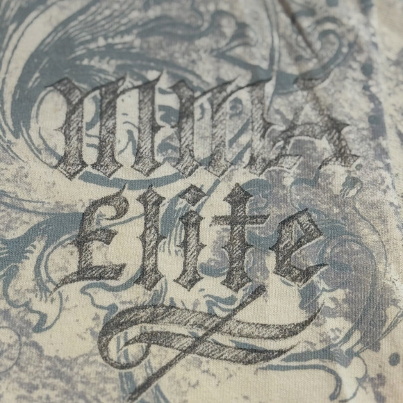 Vintage MMA Elite Graphic T Shirt Mens M Grunge Y2K Cross Skull Off White - Picture 5 of 8